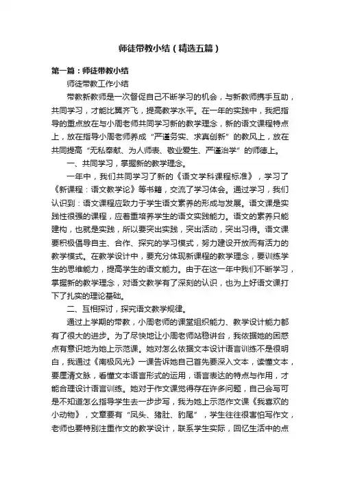 师徒带教小结（精选五篇）