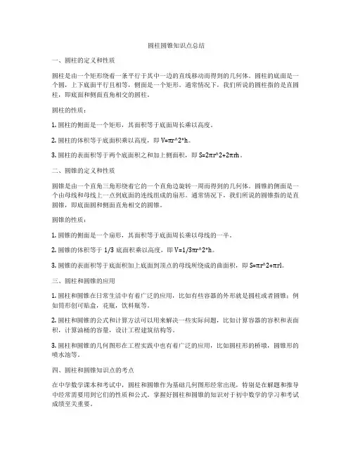 圆柱圆锥知识点总结