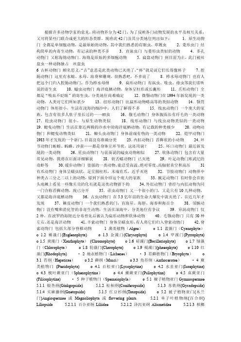 动物界的分门