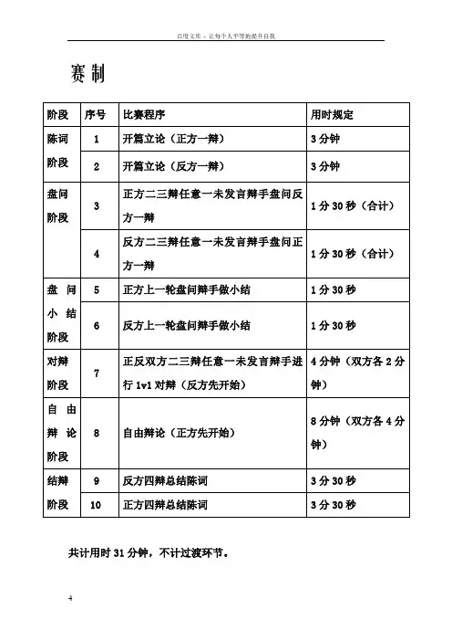 华南理工大学理学院新生辩论赛赛制
