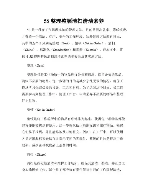 5S整理整顿清扫清洁素养