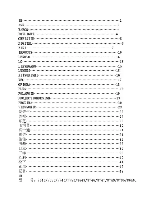 投影机232控制代码大全