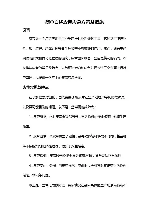 简单自述皮带应急方案及措施