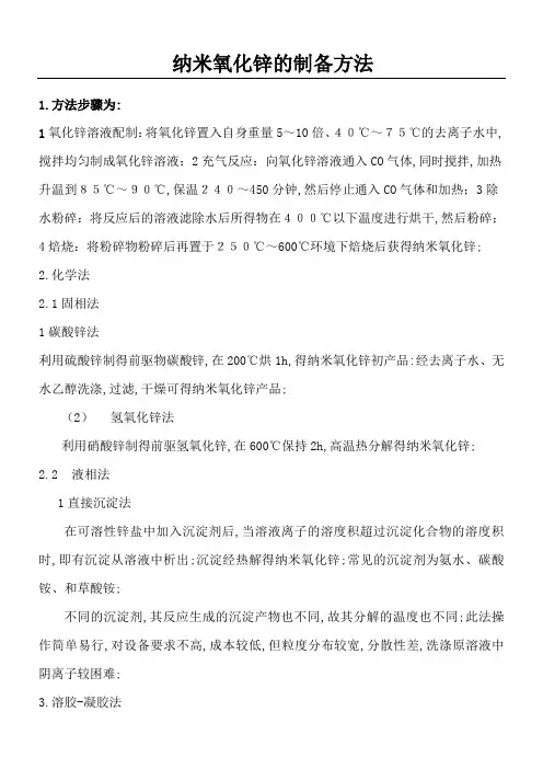 纳米氧化锌的制备方法