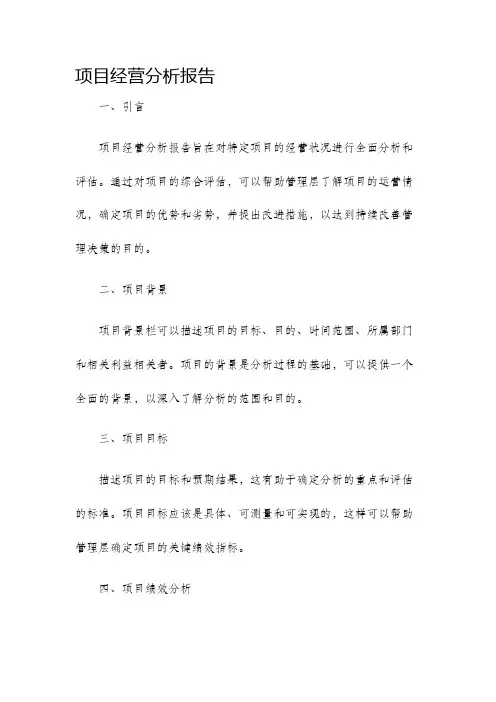 项目经营分析报告