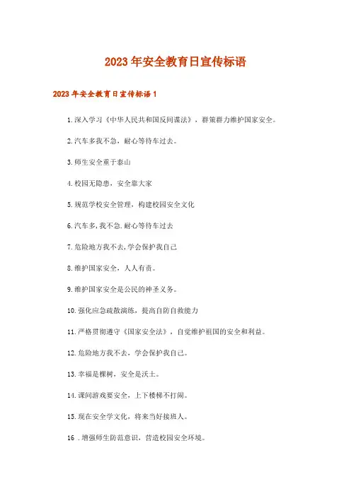 2023年安全教育日宣传标语_1