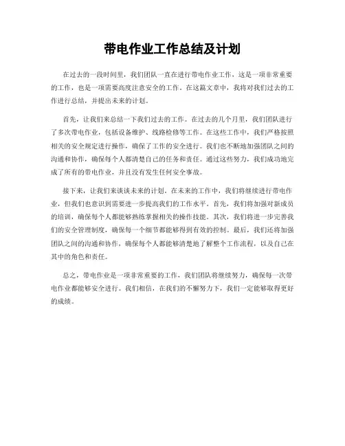 带电作业工作总结及计划