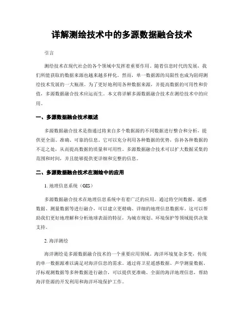 详解测绘技术中的多源数据融合技术