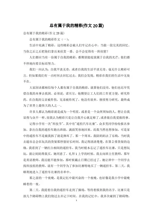 总有属于我的精彩(作文20篇)
