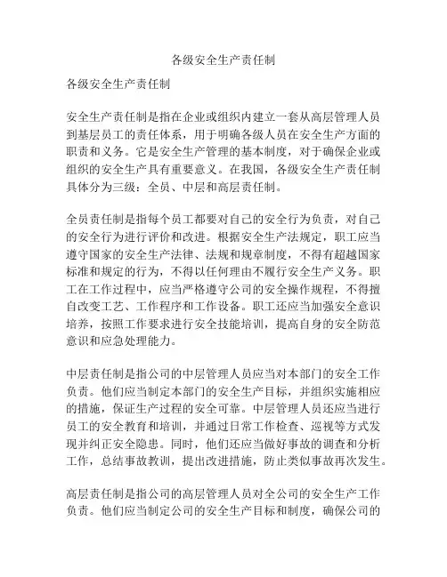 各级安全生产责任制