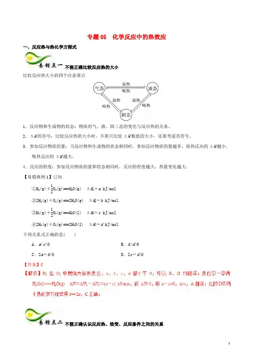 备考18年高考化学150天全方案之纠错补缺专题05化学反应中的热效应学案含解析180402147