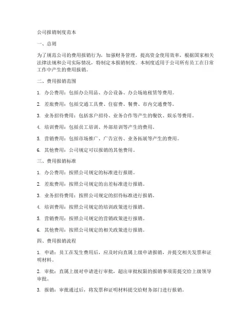 公司报销制度范本