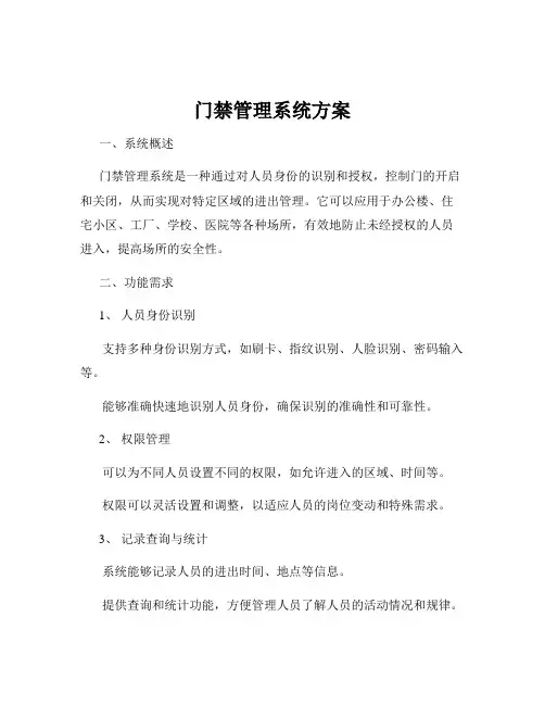 门禁管理系统方案