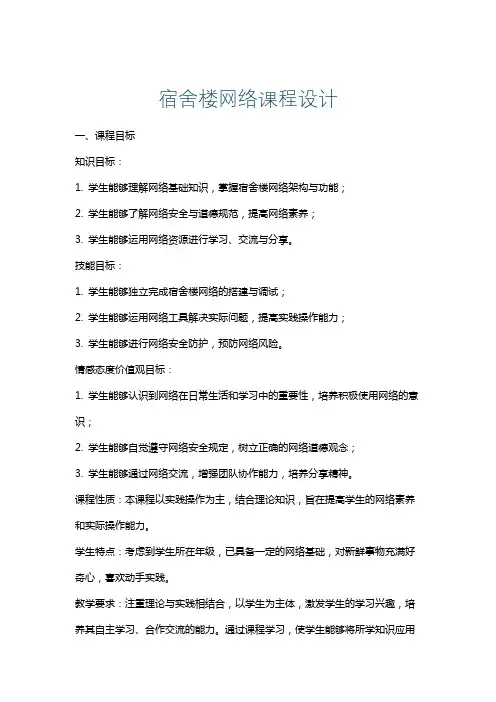 宿舍楼网络课程设计