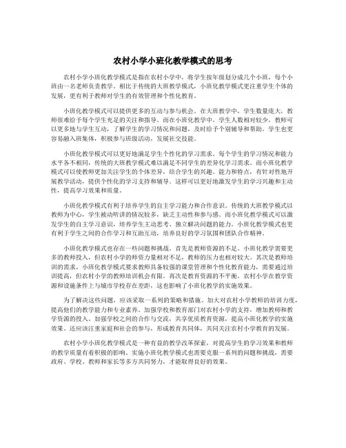 农村小学小班化教学模式的思考