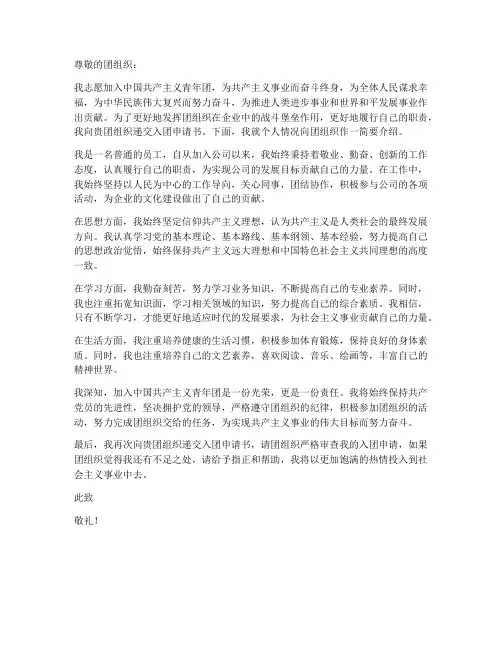 公司入团申请书个人简介