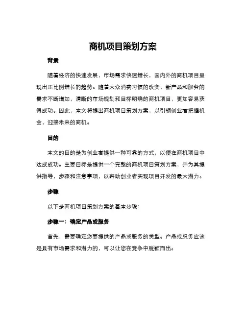 商机项目策划方案