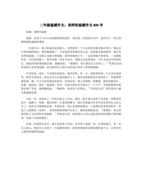 二年级温暖作文：别样的温暖作文600字