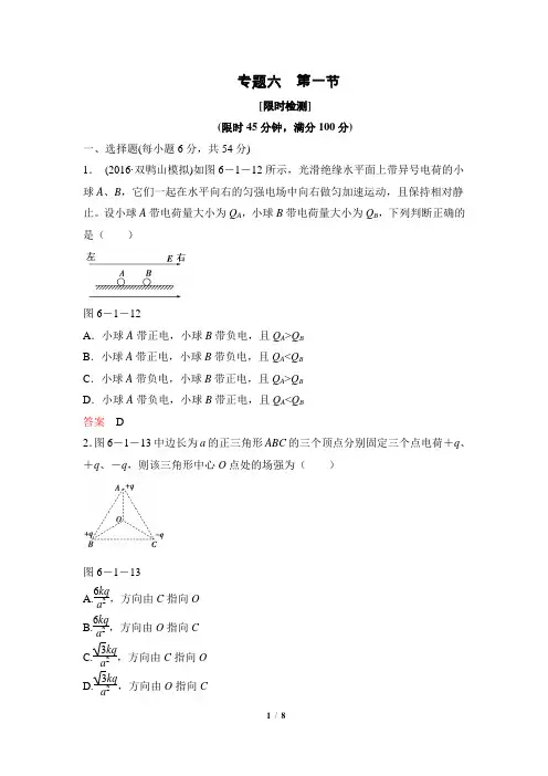 6-1库仑定律_电场力的性质：专项训练