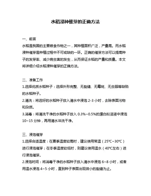 水稻浸种催芽的正确方法