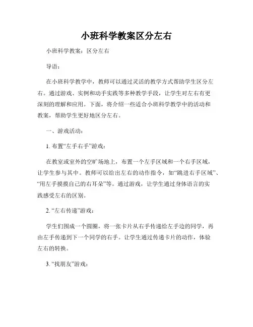 小班科学教案区分左右