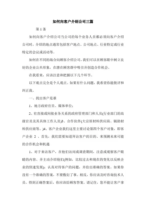 如何向客户介绍公司三篇.doc