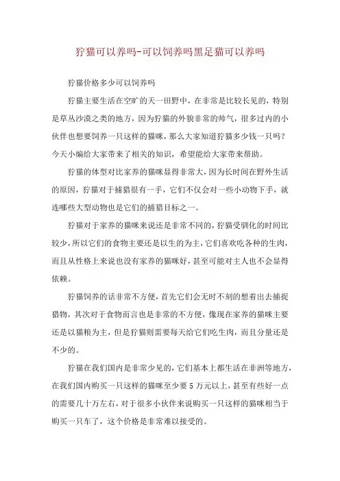 狞猫可以养吗-可以饲养吗黑足猫可以养吗