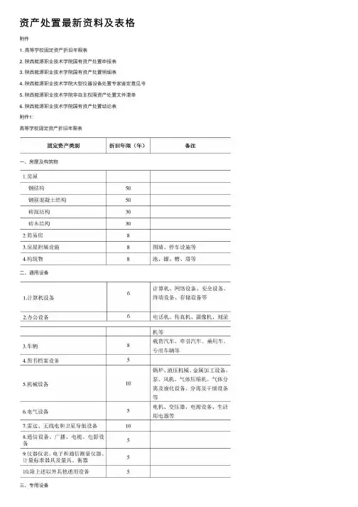 资产处置最新资料及表格