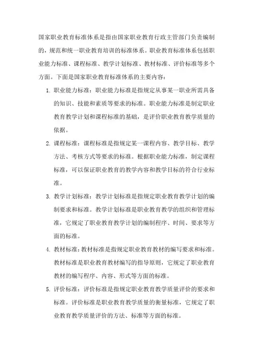 国家职业教育标准体系