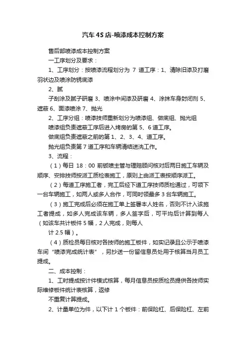汽车4S店-喷漆成本控制方案