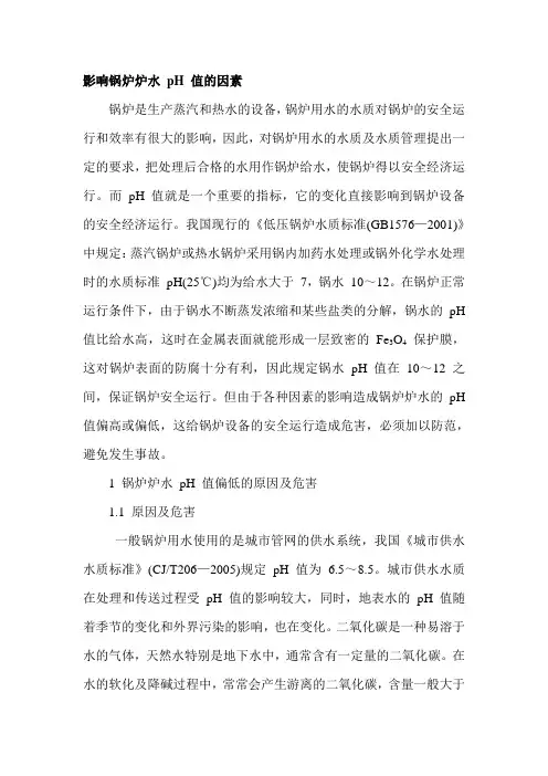 影响锅炉炉水pH值的因素