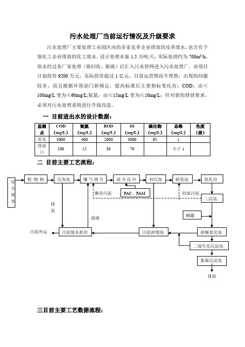 污水处理厂运行情况的报告