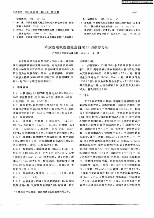 阵发性睡眠性血红蛋白尿23例误诊分析