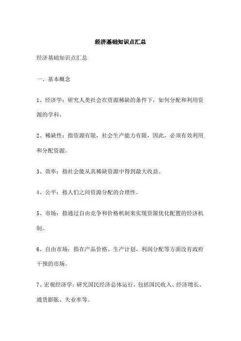 经济基础知识点汇总