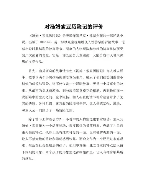 对汤姆索亚历险记的评价