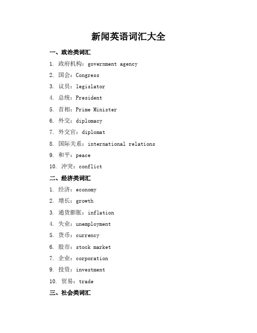 新闻英语词汇大全