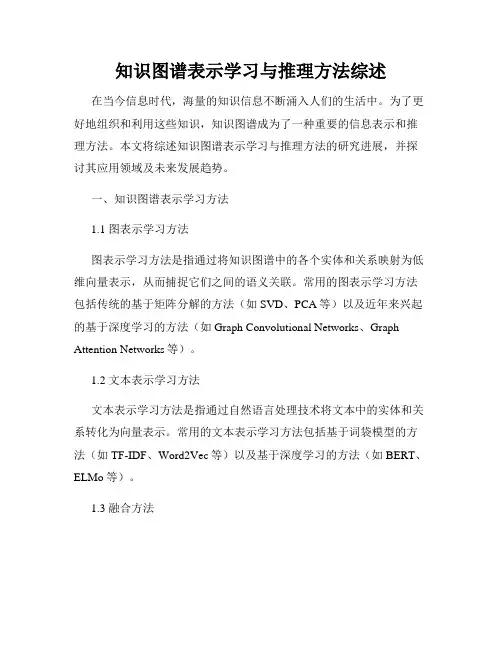 知识图谱表示学习与推理方法综述