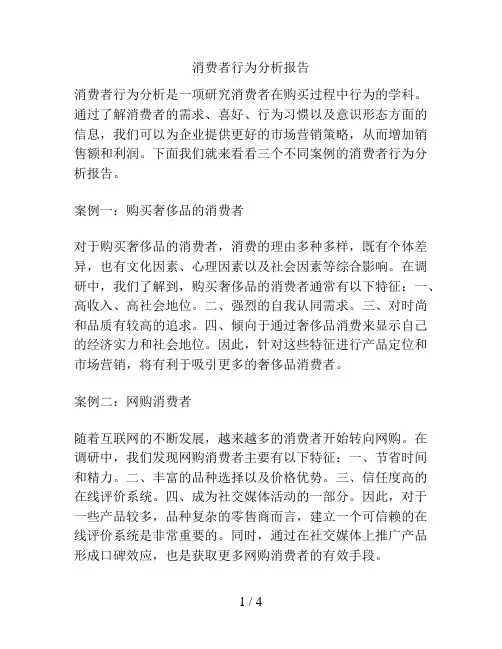 消费者行为分析报告
