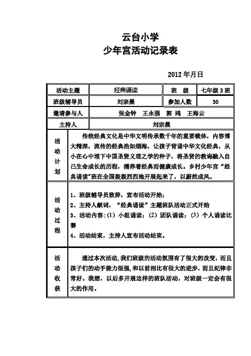 乡村少年宫活动记录模板[1]