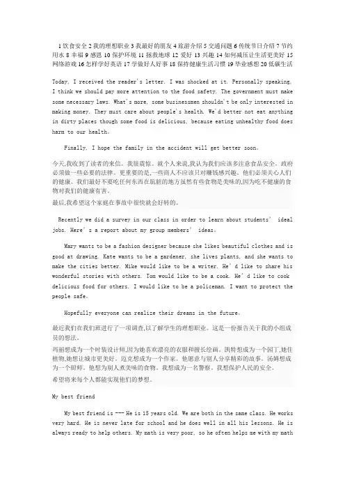 2014年中考英语重点作文总汇