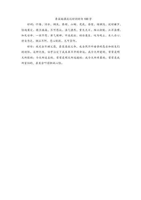 鲁滨逊漂流记好词好句100字