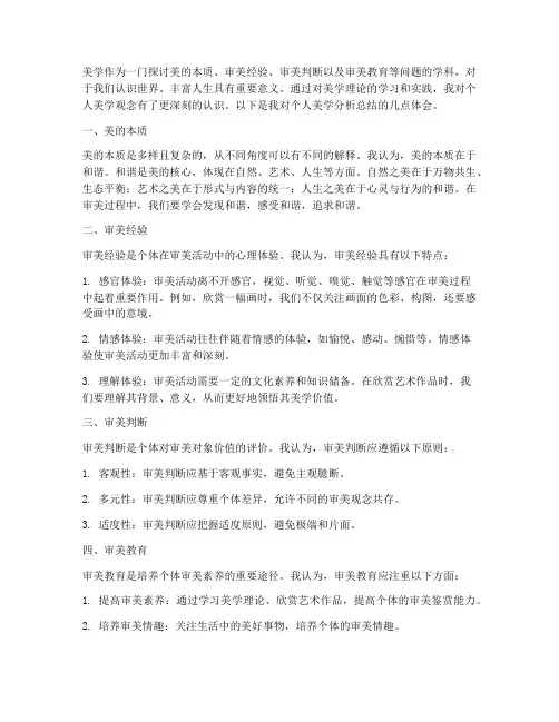 个人美学分析总结范文