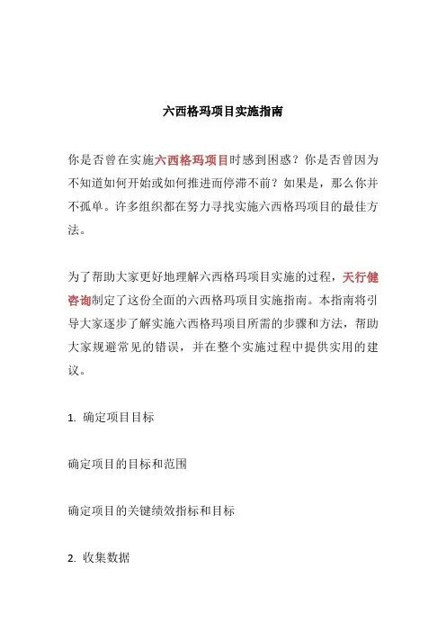 六西格玛项目实施指南
