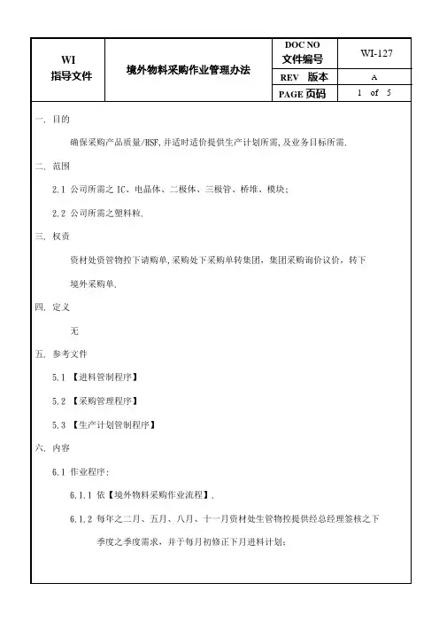 境外物料采购作业管理办法