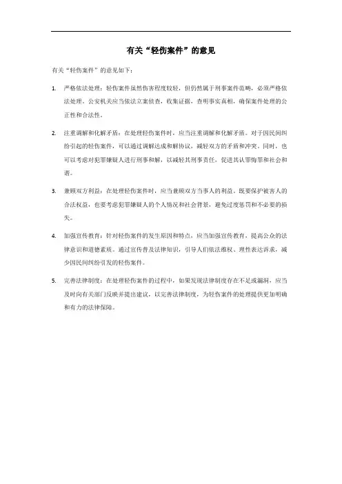 轻伤案件的意见