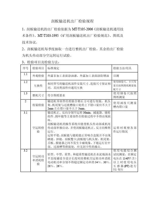 刮板输送机出厂检验规程