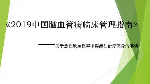 2019中国脑血管病临床管理指南——关于急性缺血性卒中再灌注治疗部分的解读