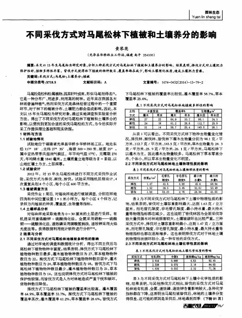 不同采伐方式对马尾松林下植被和土壤养分的影响