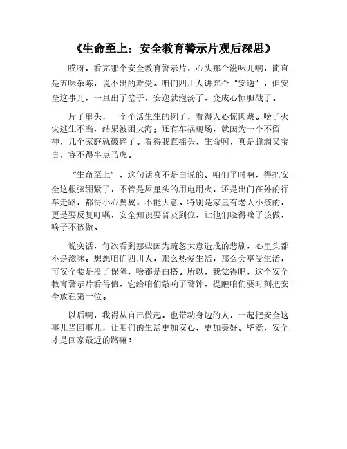 生命至上安全教育警示片观后感200字