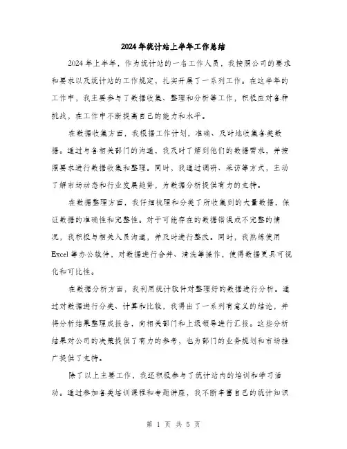 2024年统计站上半年工作总结（2篇）